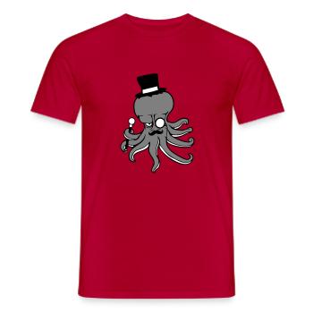 Kraken Mr. Sir Top Hat Monocle Glasses Empire - Men's T-Shirt - red - Front - AI Model Male 178 dark (178cm)