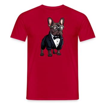 French Bulldog The Gentelmen - Men's T-Shirt - red - Front - AI Model Male 178 dark (178cm)