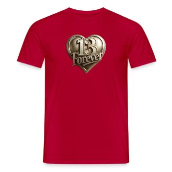13forever in the shape of a heart - Men's T-Shirt - red - Front - AI Model Male 178 dark (178cm)