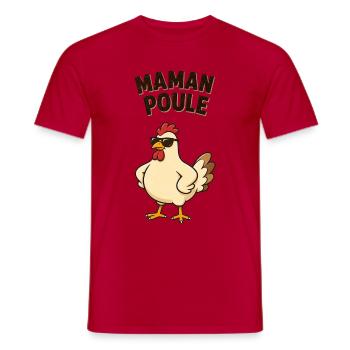 Maman poule  - T-shirt homme - rouge - Devant - AI Model Male 178 dark (178cm)