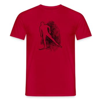 Patinage de fond classique de cross-country féminin masculin - T-shirt homme - rouge - Devant - AI Model Male 178 dark (178cm)