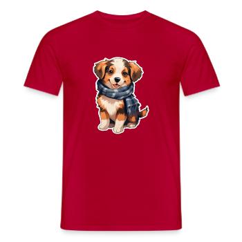 Chien en hiver - T-shirt homme - rouge - Devant - AI Model Male 178 dark (178cm)