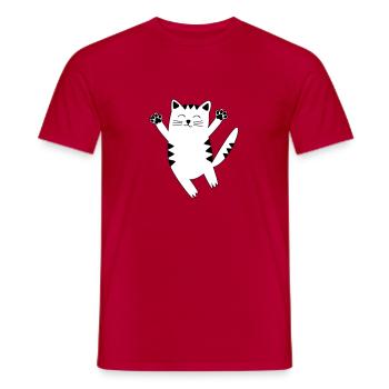 cat - Men's T-Shirt - red - Front - AI Model Male 178 dark (178cm)