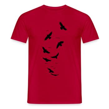 Les oiseaux corbeaux volent - T-shirt homme - rouge - Devant - AI Model Male 178 dark (178cm)