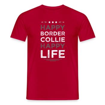 LA VIE HEUREUSE DU BORDER COLLIE - T-shirt homme - rouge - Devant - AI Model Male 178 dark (178cm)