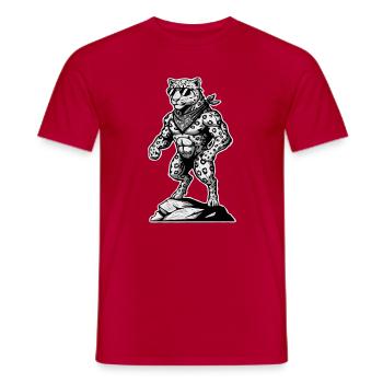 Wandern Wanderer Bergsteiger Berg Leopard Tiger  - Männer T-Shirt - Rot - Vorne - AI Model Male 178 dark (178cm)