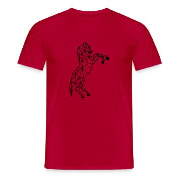 aufbäumendes Pferd in geometrischer Darstellung - Männer T-Shirt - Rot - Vorne - AI Model Male 178 dark (178cm)