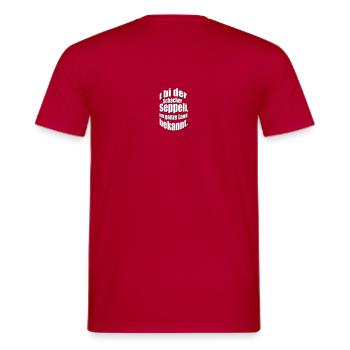 I bi der Schacher Seppeli | Vektorgrafik - Männer T-Shirt - Rot - Hinten - AI Model Male 178 dark (178cm)