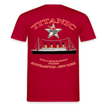 TITANIC COLLECTION created Louis RUNEMBERG © Adagp - Men's T-Shirt - red - Back - AI Model Male 178 dark (178cm)