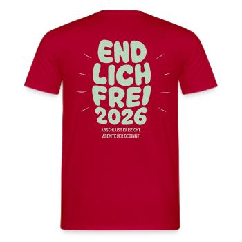 Endlich Frei - Abschluss 2026 - Männer T-Shirt - Rot - Hinten - AI Model Male 178 dark (178cm)