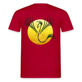 Sonnenphönix - Die Wiedergeburt des Lichts - Männer T-Shirt - Rot - Hinten - AI Model Male 178 dark (178cm)