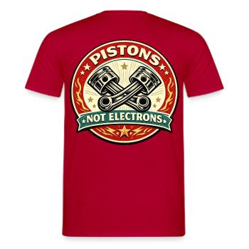 Kolben, keine Elektronen, die rasen - Männer T-Shirt - Rot - Hinten - AI Model Male 178 dark (178cm)