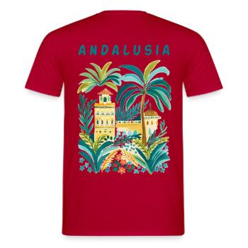 Villa du palmier andalou aquarelle - T-shirt homme - rouge - Dos - AI Model Male 178 dark (178cm)