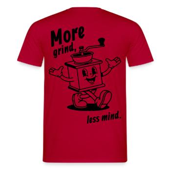 Plus de grind, moins d’esprit ! - T-shirt homme - rouge - Dos - AI Model Male 178 dark (178cm)