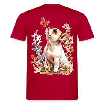 French Bulldog Butterfly - Men's T-Shirt - red - Back - AI Model Male 178 dark (178cm)