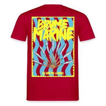 Brume Marine et  éventaile de sardines - T-shirt homme - rouge - Dos - AI Model Male 178 dark (178cm)