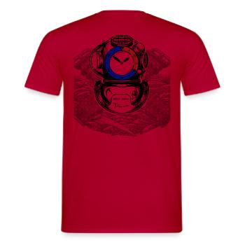 Dive Watch Helmet - Black (Back Print Only) - Men's T-Shirt - red - Back - AI Model Male 178 dark (178cm)