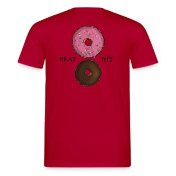 Eat it - Männer T-Shirt - Rot - Hinten - AI Model Male 178 dark (178cm)