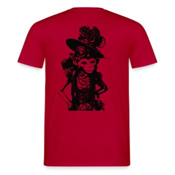Steampunk crazy Monkey im einzigartigen Design - Männer T-Shirt - Rot - Hinten - AI Model Male 178 dark (178cm)