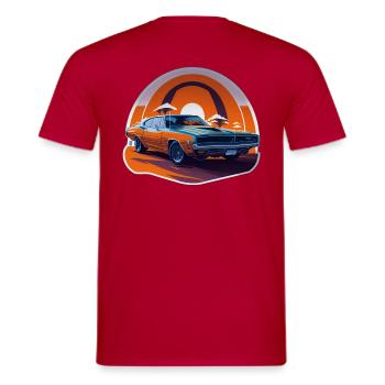 Retro-Donner - Männer T-Shirt - Rot - Hinten - AI Model Male 178 dark (178cm)