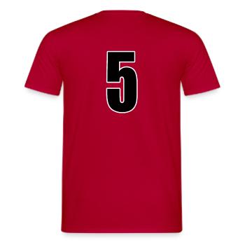 N ° 5 Chiffre cinq - Numéro de dos Football Sport - T-shirt homme - rouge - Dos - AI Model Male 178 dark (178cm)