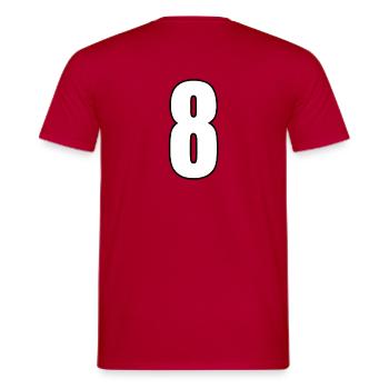 Nr. 8 Zahl acht - Rückennummer Fußball Sport - Männer T-Shirt - Rot - Hinten - AI Model Male 178 dark (178cm)