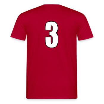 No. 3 Number Three - Back Number Football Sport - Men's T-Shirt - red - Back - AI Model Male 178 dark (178cm)