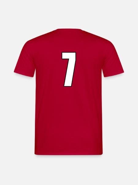Pallone da calcio con numero di maglia 7 numero sette - T-shirt uomo - rosso