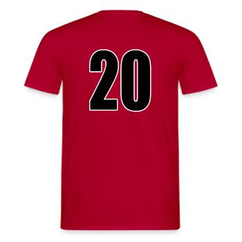 20 Nombre 20 Numéro de dos - T-shirt homme - rouge - Dos - AI Model Male 178 dark (178cm)