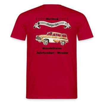 Wartburg Freunde - Ostalgie - Männer T-Shirt - Rot - Hinten - AI Model Male 178 dark (178cm)