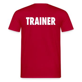 TRAINER Schriftzug - Männer T-Shirt - Rot - Hinten - AI Model Male 178 dark (178cm)