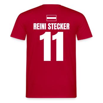 Mallorca Sauf Trikot Österreich, Reini Stecker - Männer T-Shirt - Rot - Hinten - AI Model Male 178 dark (178cm)