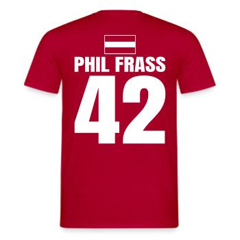 Mallorca Sauf Trikot Österreich, Phil Frass - Männer T-Shirt - Rot - Hinten - AI Model Male 178 dark (178cm)