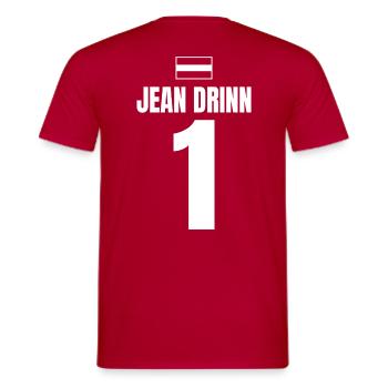 Mallorca Sauf Trikot Österreich, Jean Drinn - Männer T-Shirt - Rot - Hinten - AI Model Male 178 dark (178cm)
