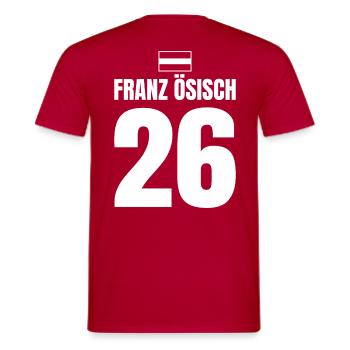 Mallorca Sauf Trikot Österreich, Franz Ösisch - Männer T-Shirt - Rot - Hinten - AI Model Male 178 dark (178cm)
