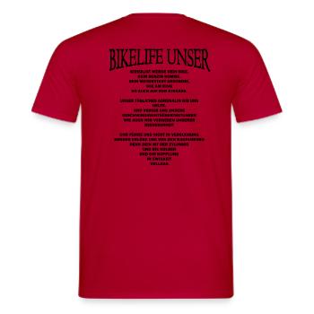 Bikelifeunser - Männer T-Shirt - Rot - Hinten - AI Model Male 178 dark (178cm)