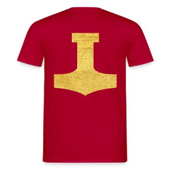 Mjölnir Schutzsymbol Mjölnir Thors Hammer - Männer T-Shirt - Rot - Hinten - AI Model Male 178 dark (178cm)