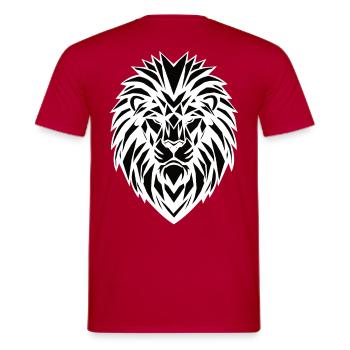 Löwe Premiumdesign - Männer T-Shirt - Rot - Hinten - AI Model Male 178 dark (178cm)