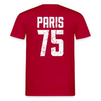 Paris 75 Frankreich Kennzeichen - Männer T-Shirt - Rot - Hinten - AI Model Male 178 dark (178cm)
