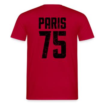 Paris 75 Frankreich Kennzeichen - Männer T-Shirt - Rot - Hinten - AI Model Male 178 dark (178cm)