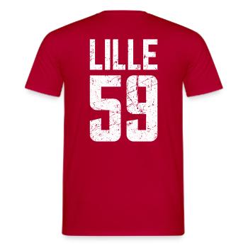 Lille 59 Frankreich Kennzeichen - Männer T-Shirt - Rot - Hinten - AI Model Male 178 dark (178cm)