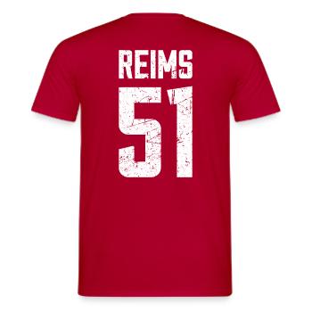 Reims 51 Frankreich Kennzeichen - Männer T-Shirt - Rot - Hinten - AI Model Male 178 dark (178cm)