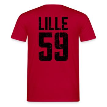 Lille 59 Frankreich Kennzeichen - Männer T-Shirt - Rot - Hinten - AI Model Male 178 dark (178cm)