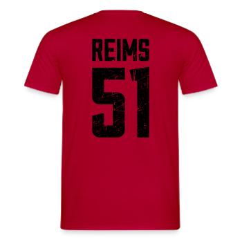 Reims 51 Frankreich Kennzeichen - Männer T-Shirt - Rot - Hinten - AI Model Male 178 dark (178cm)