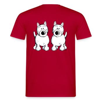 Two West Highland White Terrier - Men's T-Shirt - red - Back - AI Model Male 178 dark (178cm)