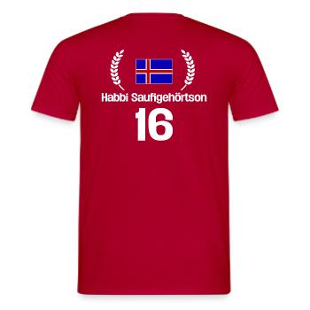 habbi saufigehörtson 16 - Männer T-Shirt - Rot - Hinten - AI Model Male 178 dark (178cm)