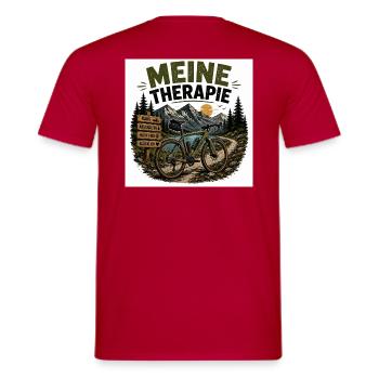 Meine Therapie: Bergbike Auszeit - Männer T-Shirt - Rot - Hinten - AI Model Male 178 dark (178cm)