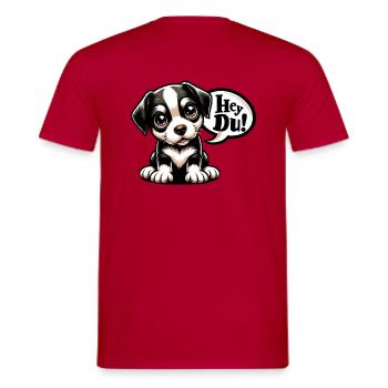Süßer Welpe "Hey du!" - Männer T-Shirt - Rot - Hinten - AI Model Male 178 dark (178cm)