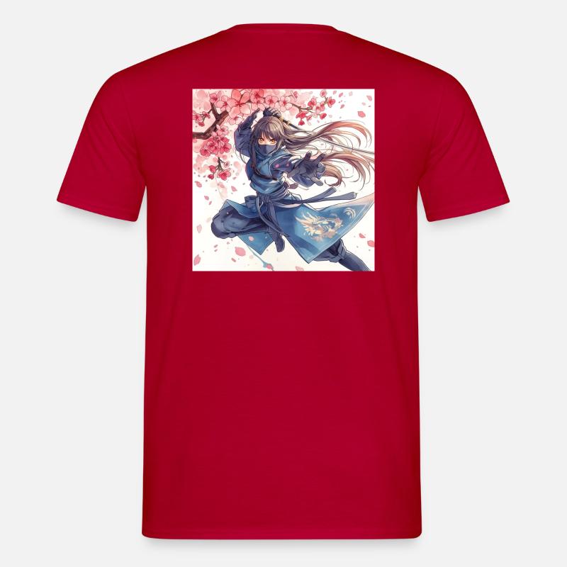 Kirschblüten-Ninja im Blitzangriff - Männer T-Shirt - Rot