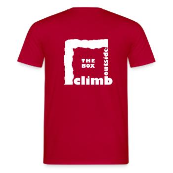 Grimper à l’extérieur de la boîte 1 Blanc - T-shirt homme - rouge - Dos - AI Model Male 178 dark (178cm)